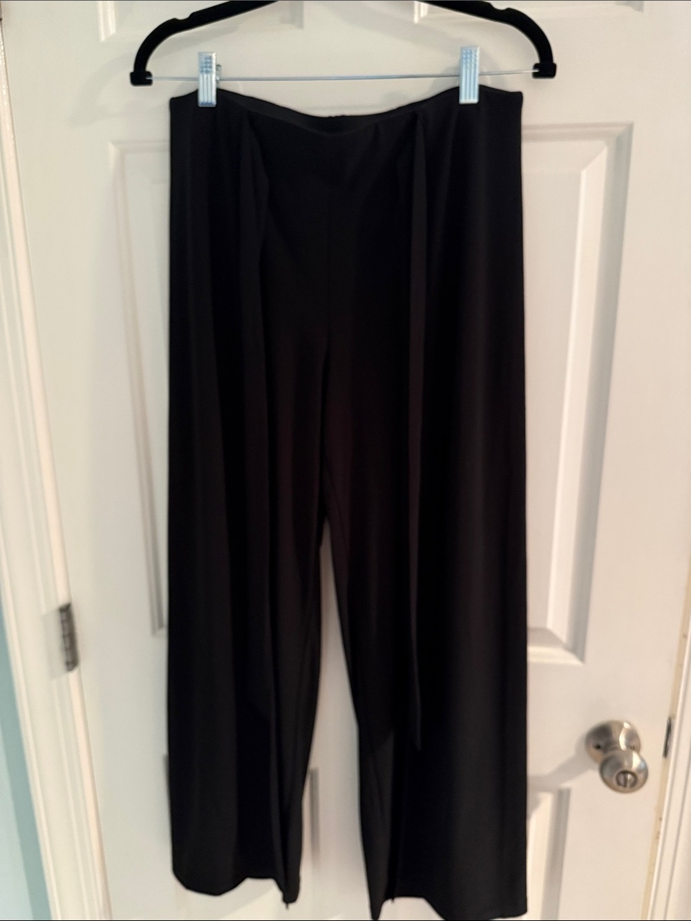 WHBM Black Wide Leg Slit Front Tie Waist Pants ML